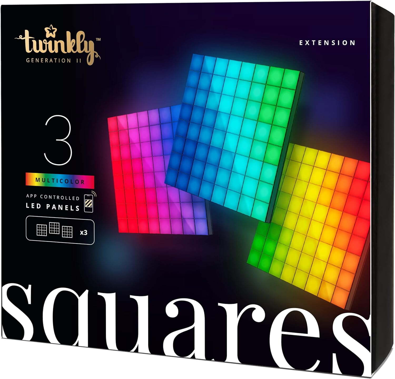 NEW Twinkly Squares LED Panels Extensions LED Panel Light 3 Extension Tiles
