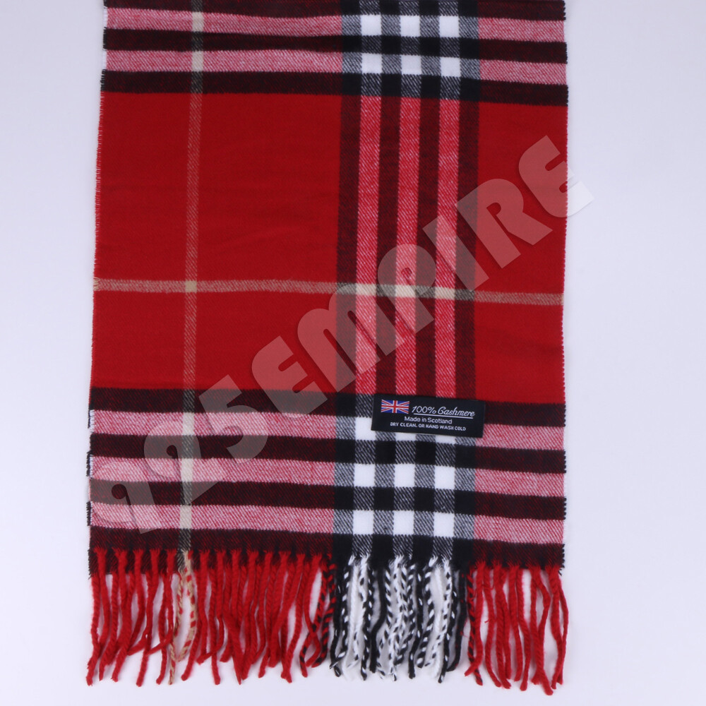 100% CASHMERE Plaid Scarves Warm Solid Plain Winter Check Scarf
