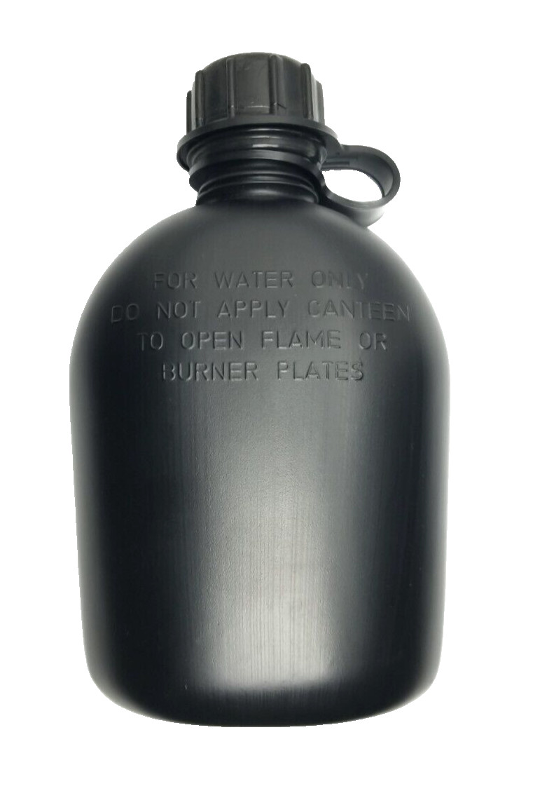 US Military Style 1 Qt Tactical Water Canteen Hard Plastic Black