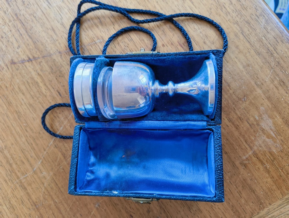 Solid Silver Travel Communion Set HALLMARKED. 80g In Weight