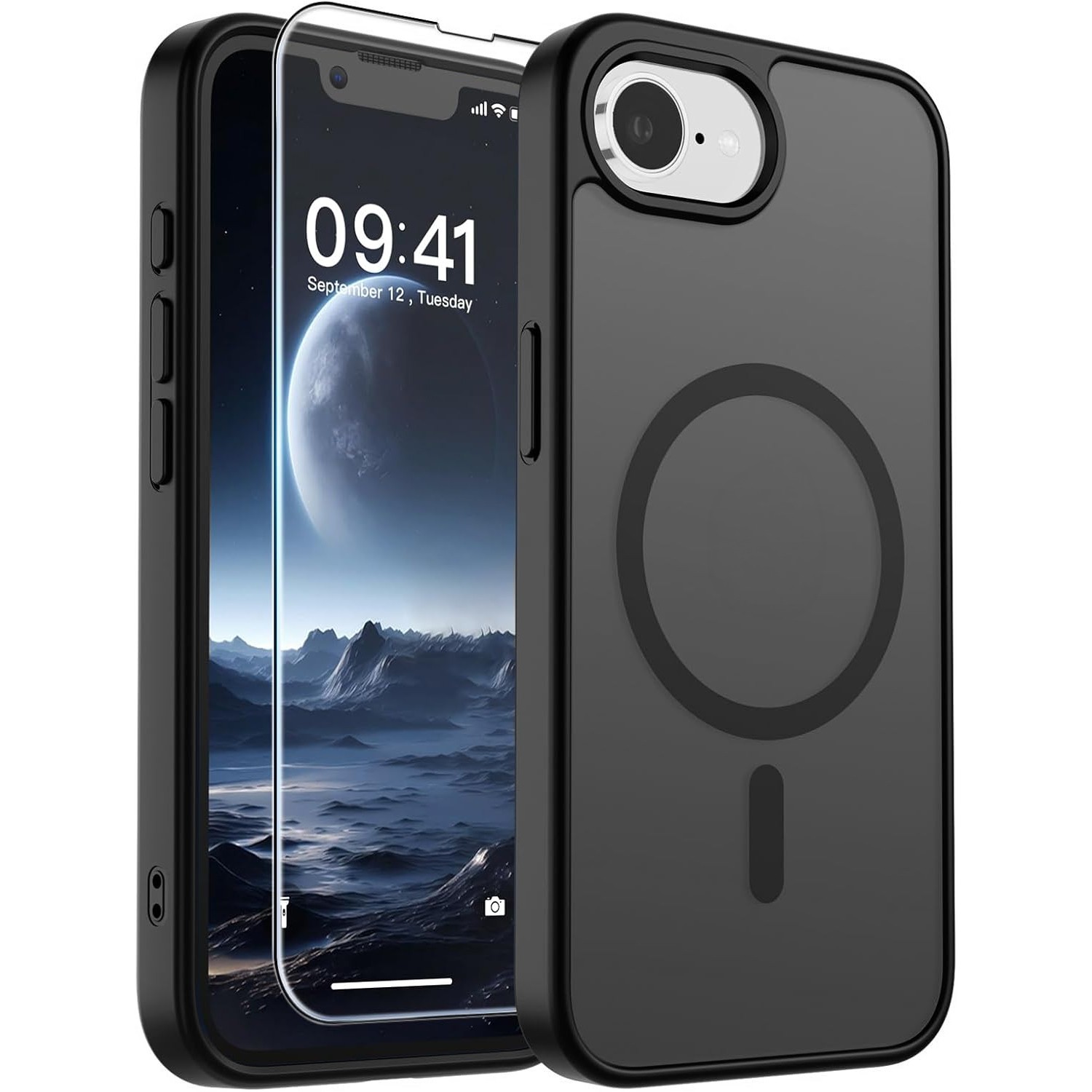 For iPhone 17e Case 16e Phone Cover Magnetic Shockproof Frost + Tempered Glass