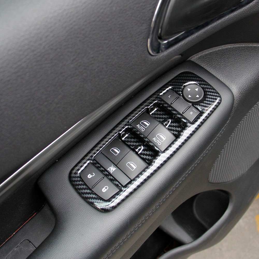 Carbon Fiber Style Window Lift Trim Switch Panel Cover Trim for Dodge Durango