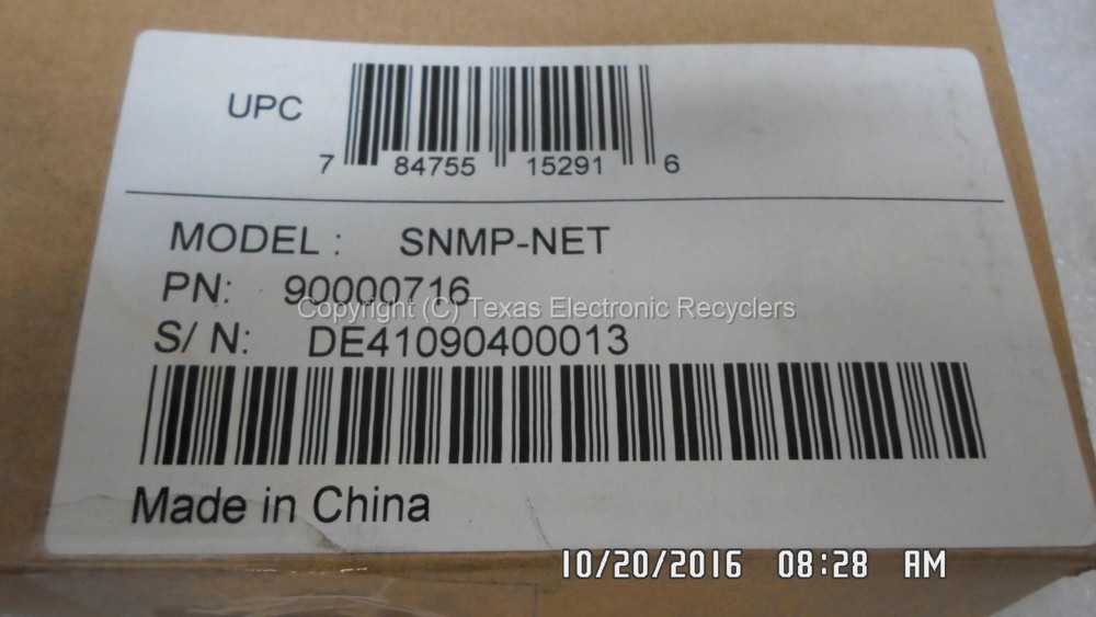 NEW OPEN BOX - Minuteman SNMP-NET 90000716 Remote Power Management Adapter