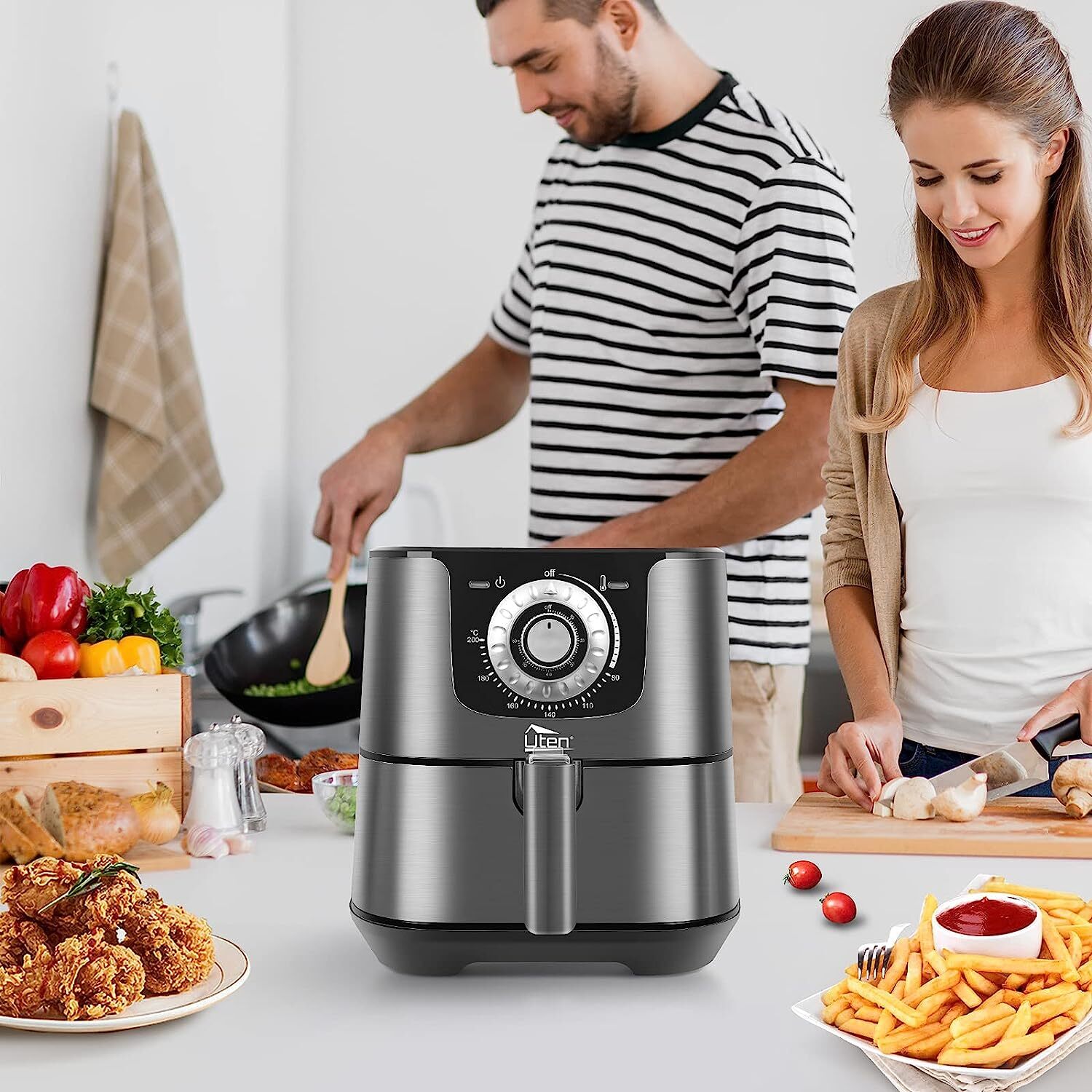 Uten Air Fryer 5.8Qt Large Capacity 5.5L Smart Electric Hot Airfryer Oven Cooker