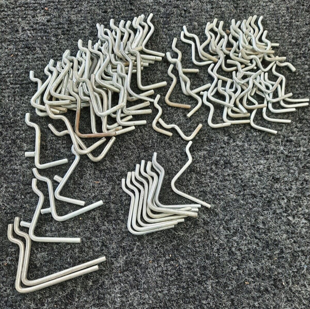 100 used assorted V shaped pegboard hooks