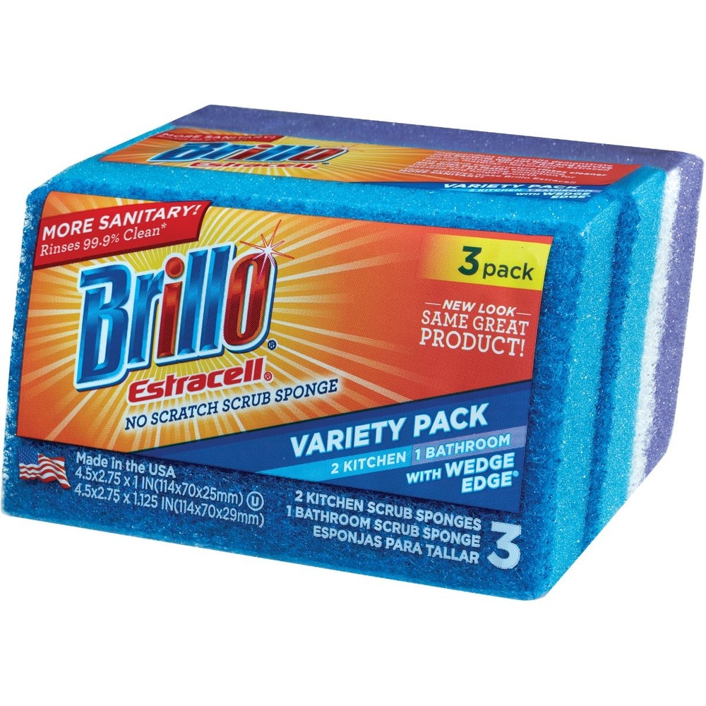 Brillo Estracell No Scratch Kitchen & Bath Scrub Sponge (3 Count) 21035 Brillo