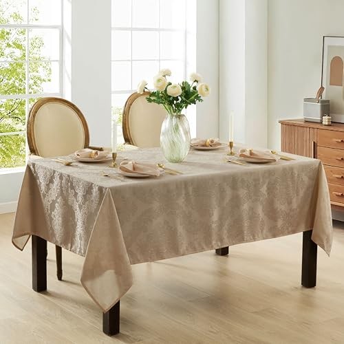 Barcelona Luxury Damask Fabric 70" x 52" (Rectangular) Golden Beige
