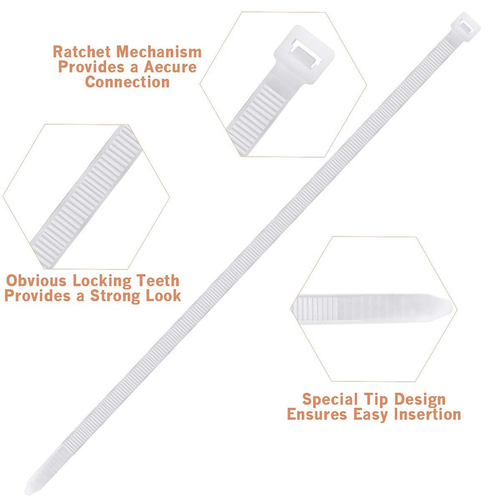 Zip Ties Heavy Duty Nylon Self-locking Wire Ties 30 Pack