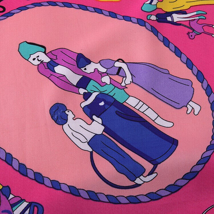 130*130cm stroll on the streets of Paris, 100% silk scarves +1 gift necklace #89