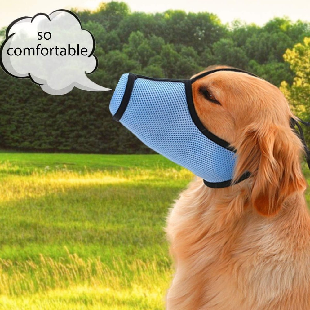 Handou Dog Muzzle & Mask, Blue & Gray Cloth, Size M