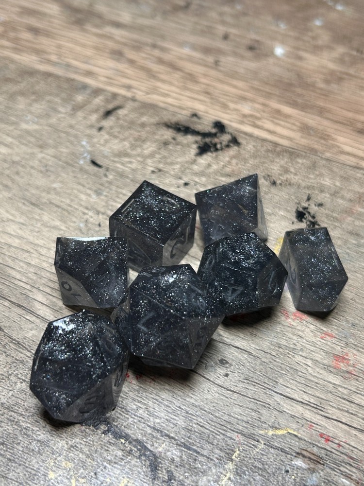 RAW* Dice: Silver Ash _ Resin-Cast Dice Set *See Description* Handmade, D&D