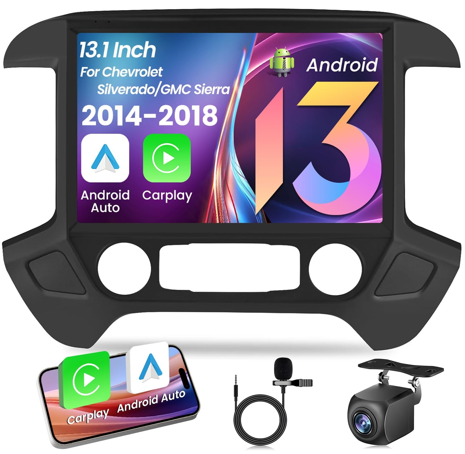 Carplay Car Stereo Radio For 2014 2015 2016 2017 2018 Chevy Silverado GMC Sierra