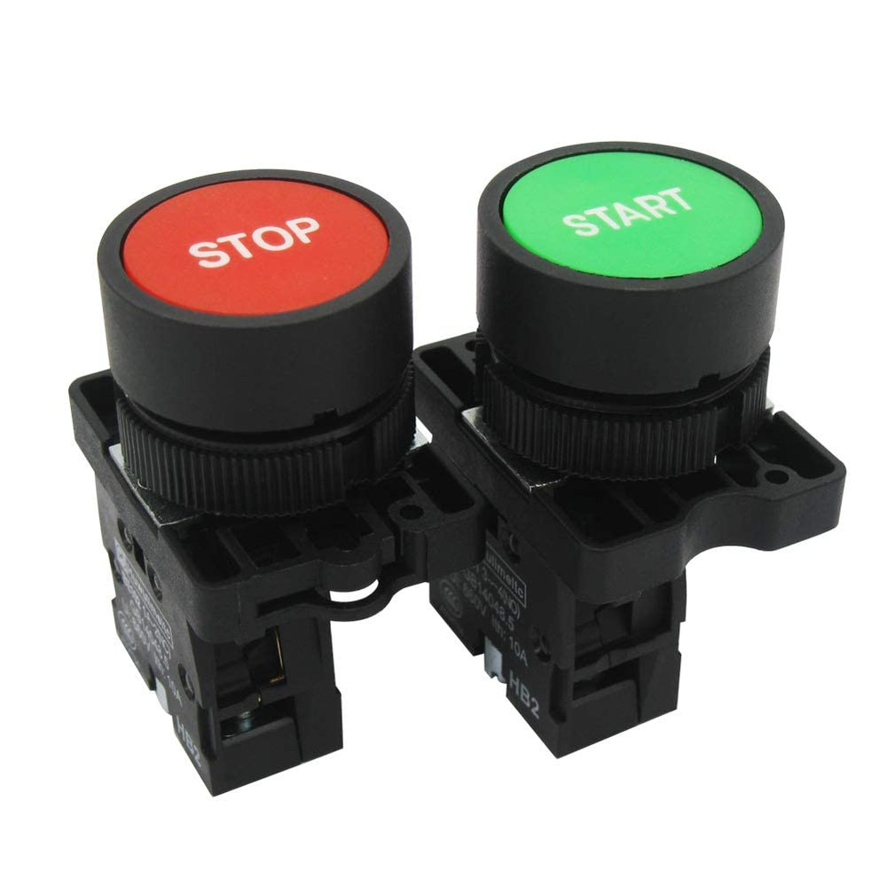 Momentary Start Stop Switch Push Button + 1NC Red Mushroom Latching Emergency E