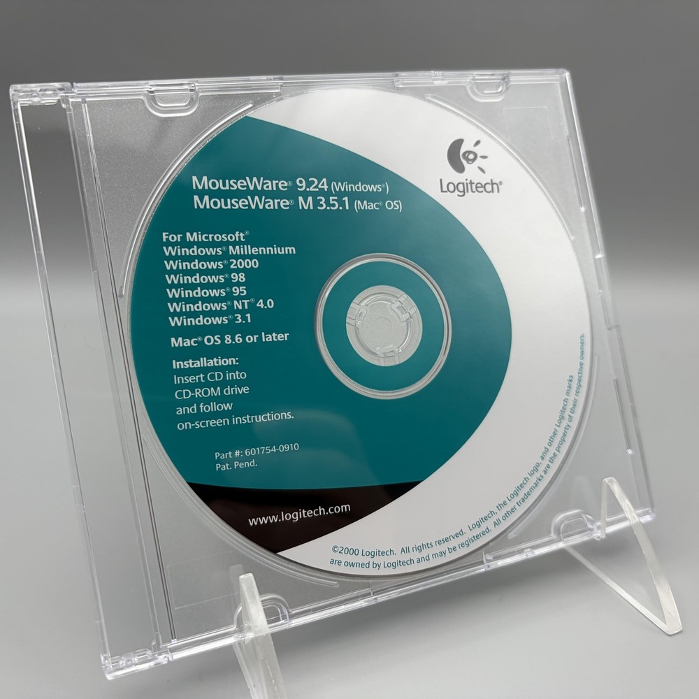Vintage 2000 Logitech MouseWare 9.24 M 3.5.1 Driver CD-ROM Mac Windows Software
