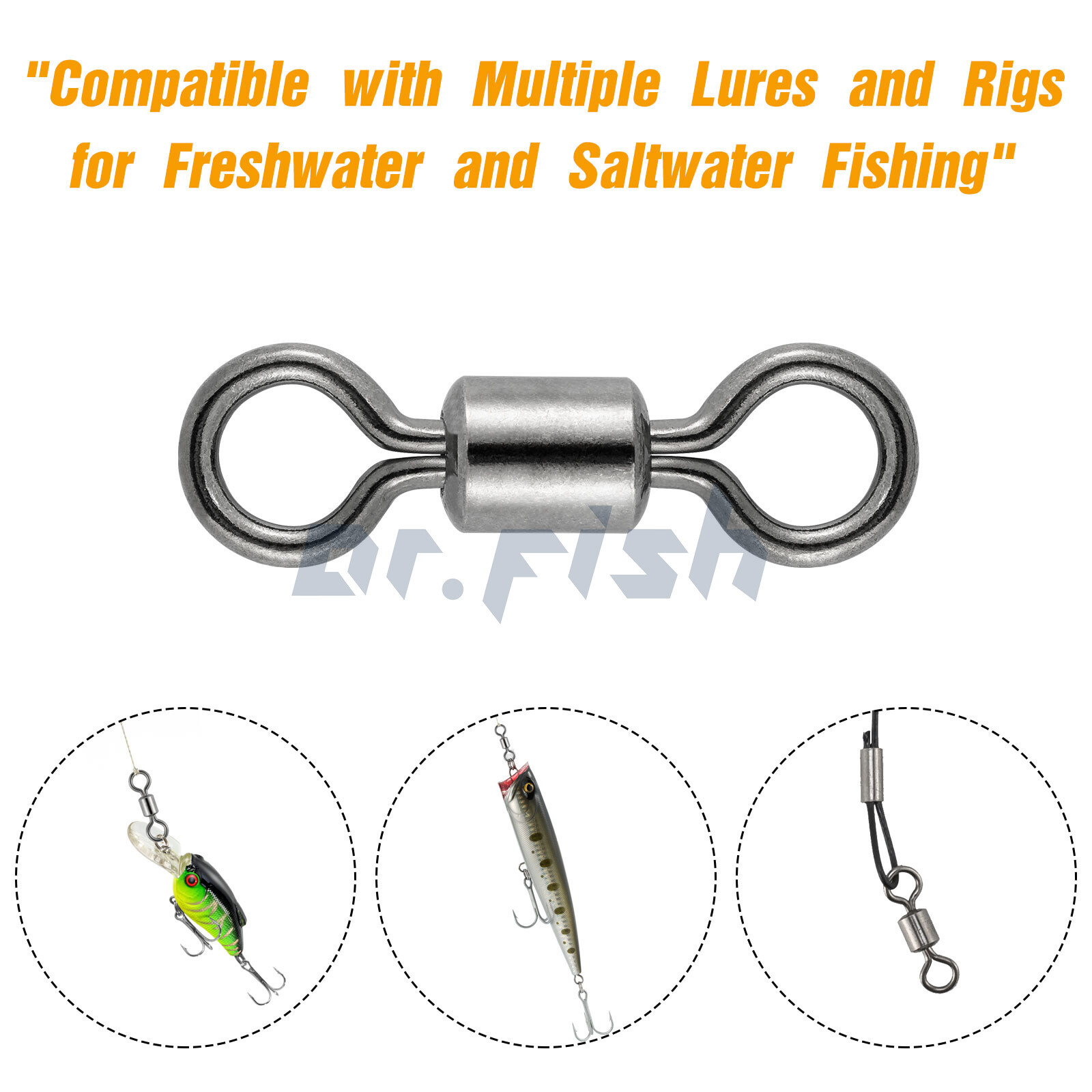 Rolling Barrel Swivels 20Lb-1323Lb Fishing Swivels Solid Ring #12-10/0 Bulk