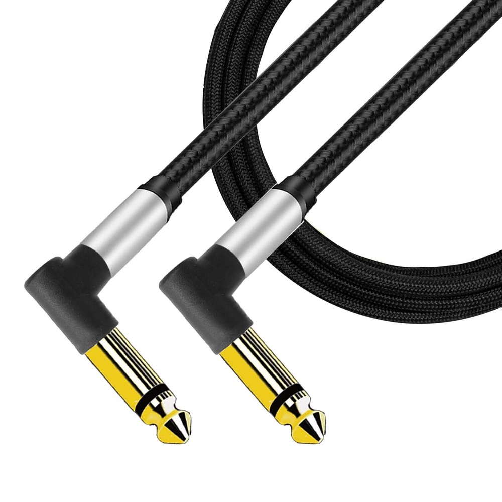 6.5mm Right-Angle Guitar Audio Cable Low Noise Shielded Extension 3m