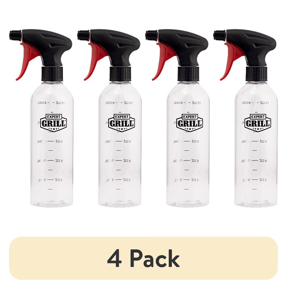 4-Pack 17oz Empty Plastic Spray Bottles Refillable with Adjustable Nozzle