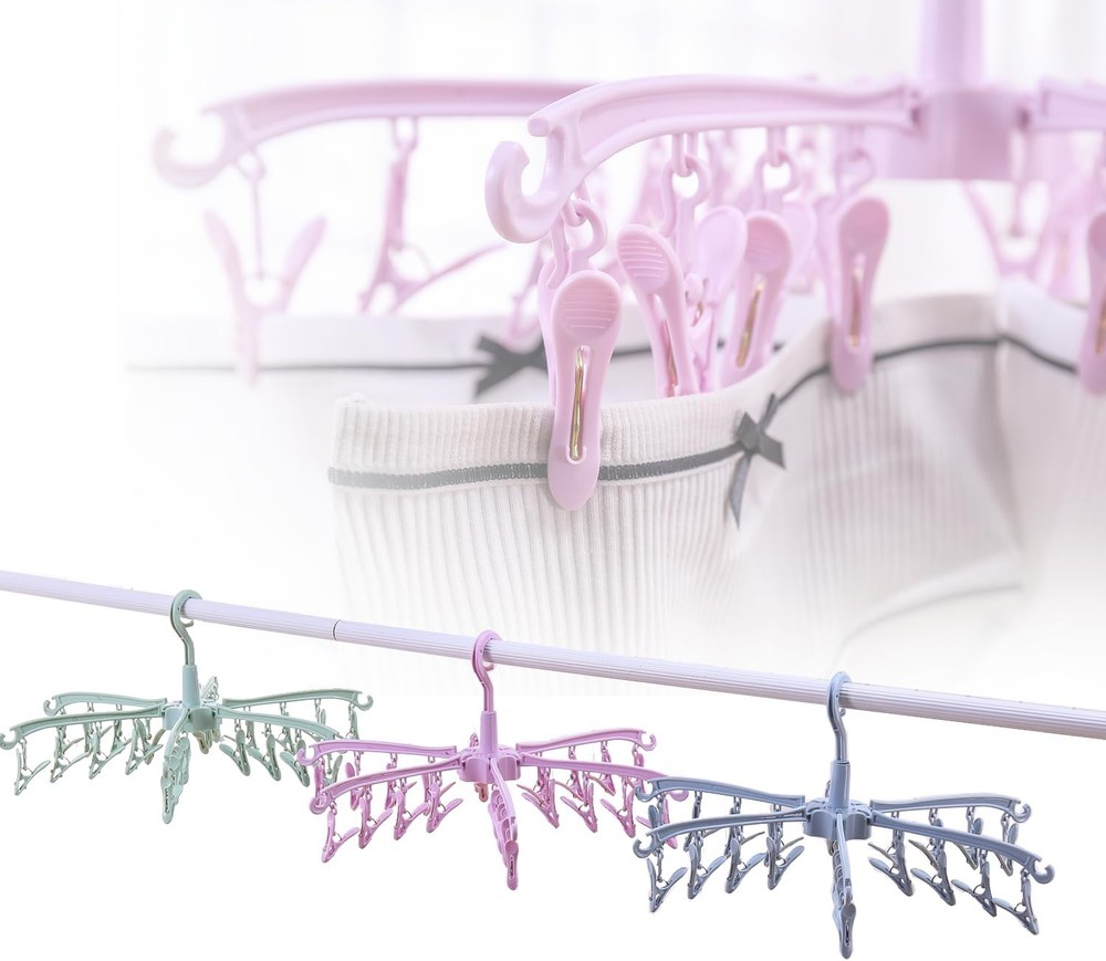 foldable laundry drying rack with clips
