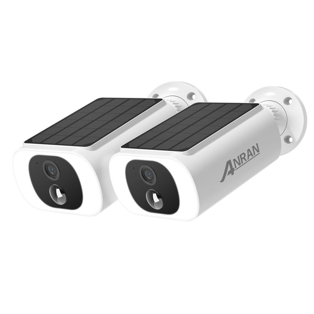 ANRAN Wireless Security Camera WiFi 3MP Solar Battery Audio Waterproof 2PACK