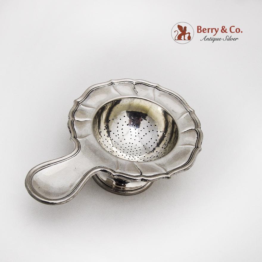 German Tea Strainer Underplate Set 830 Silver 1920