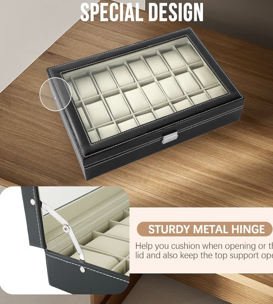 24 Slots Watch Box | Watch Case Display.
