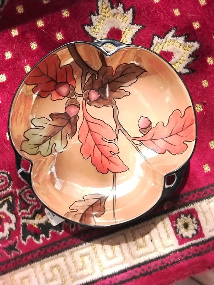 Noritake Oak Leaf Candy Dish 3 Handles Perfect Condition