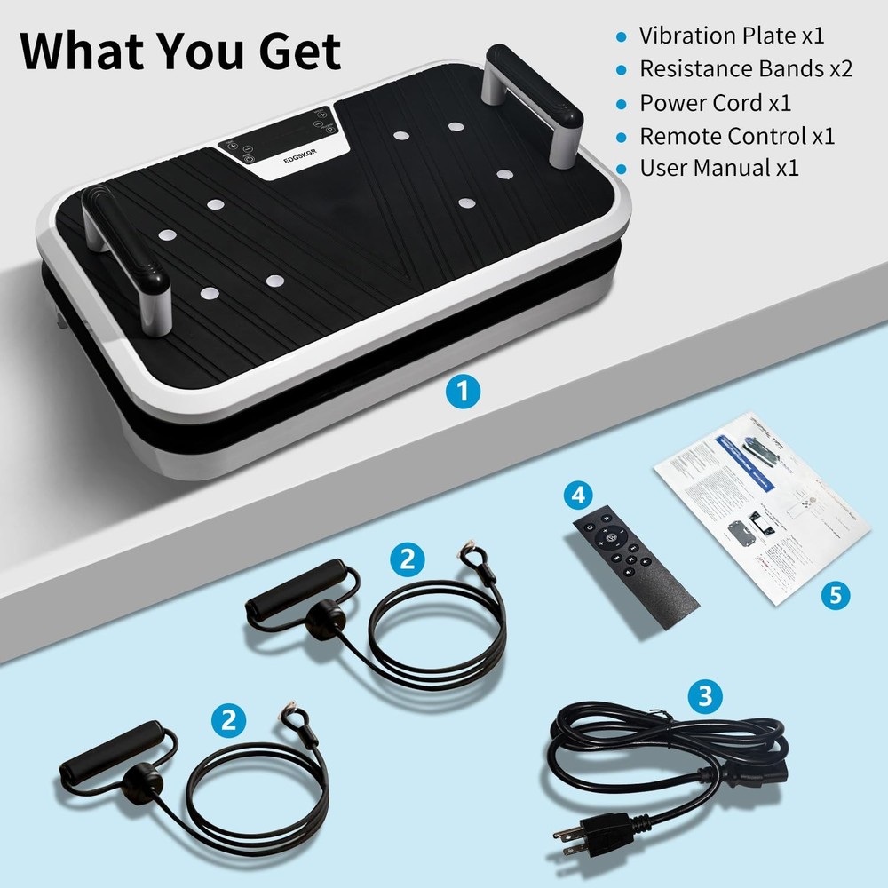 Vibration Plate Exercise Machine with Pushup Handle & Bluetooth, Full-Body Vi...