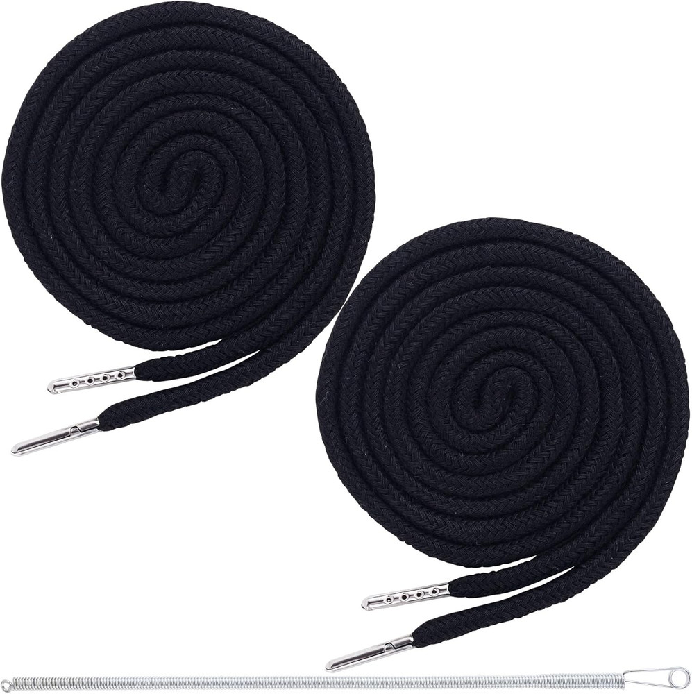 2pcs Black Drawstring Cord with Spring Threader Tool for Hoodies Sweatpants