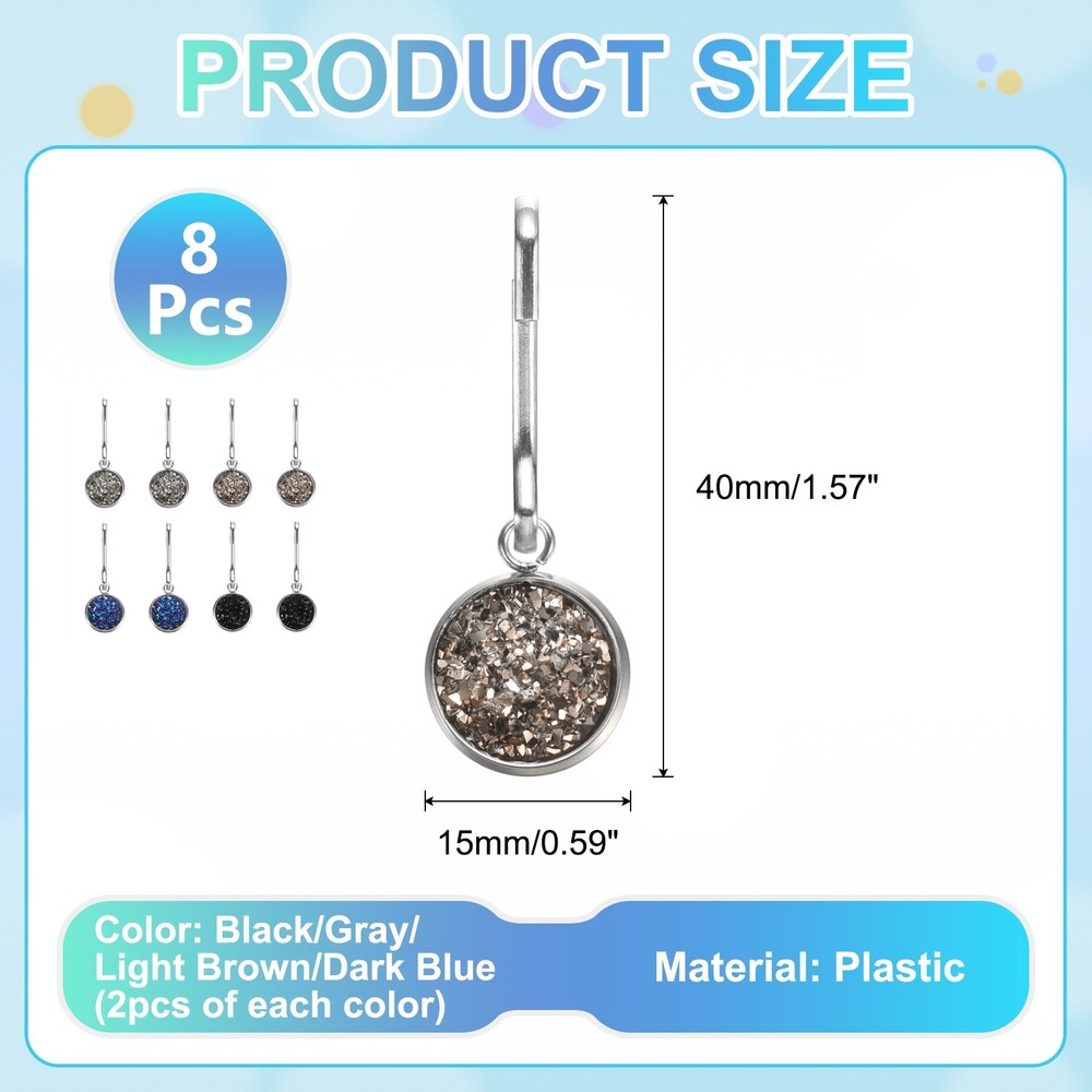 8Pcs Zipper Pulls Charm, Zipper Pull Replacement (Dark Series)