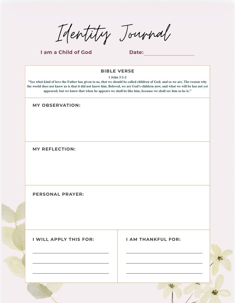 Christian Devotional Bundle | Prayer Journal Bible Study Identity in Christ PDF