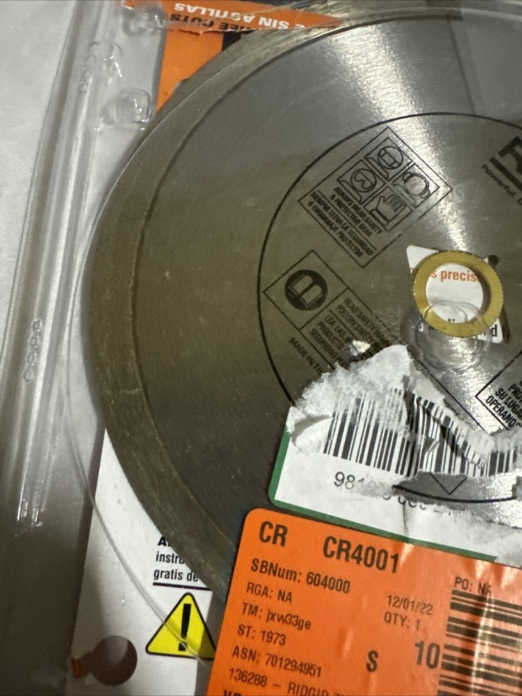 RIDGID 7" Continuous Diamond Blade HD-CT70CP **LIGHTLY USED**