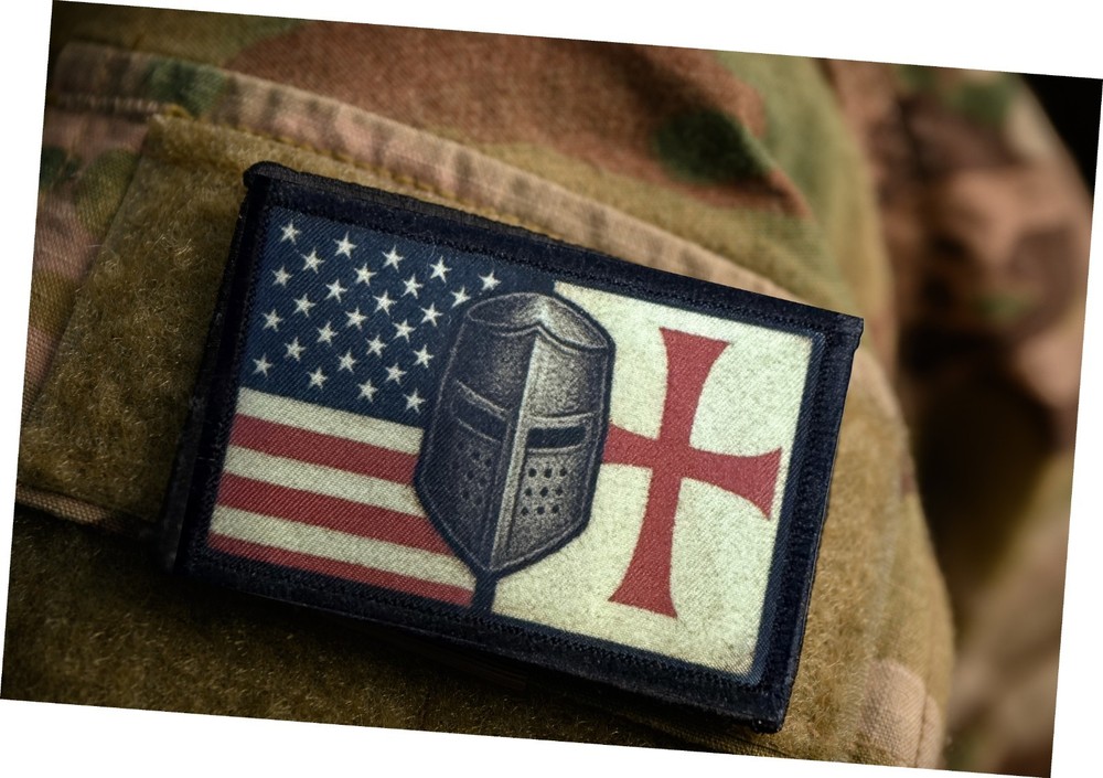 USA Flag Templar Cusader Morale Patch - 2x3 Christian Patch hook and loop