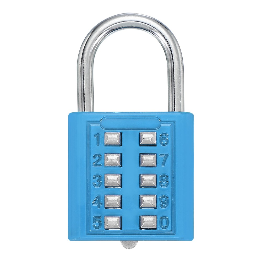 Push Button Combination Padlock 10-Digit 5-Position Lock Lake Blue