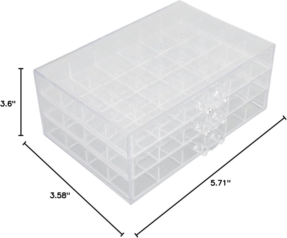 3-Layer Acrylic Jewelry Organizer Box - 72 Grids Clear Stackable White
