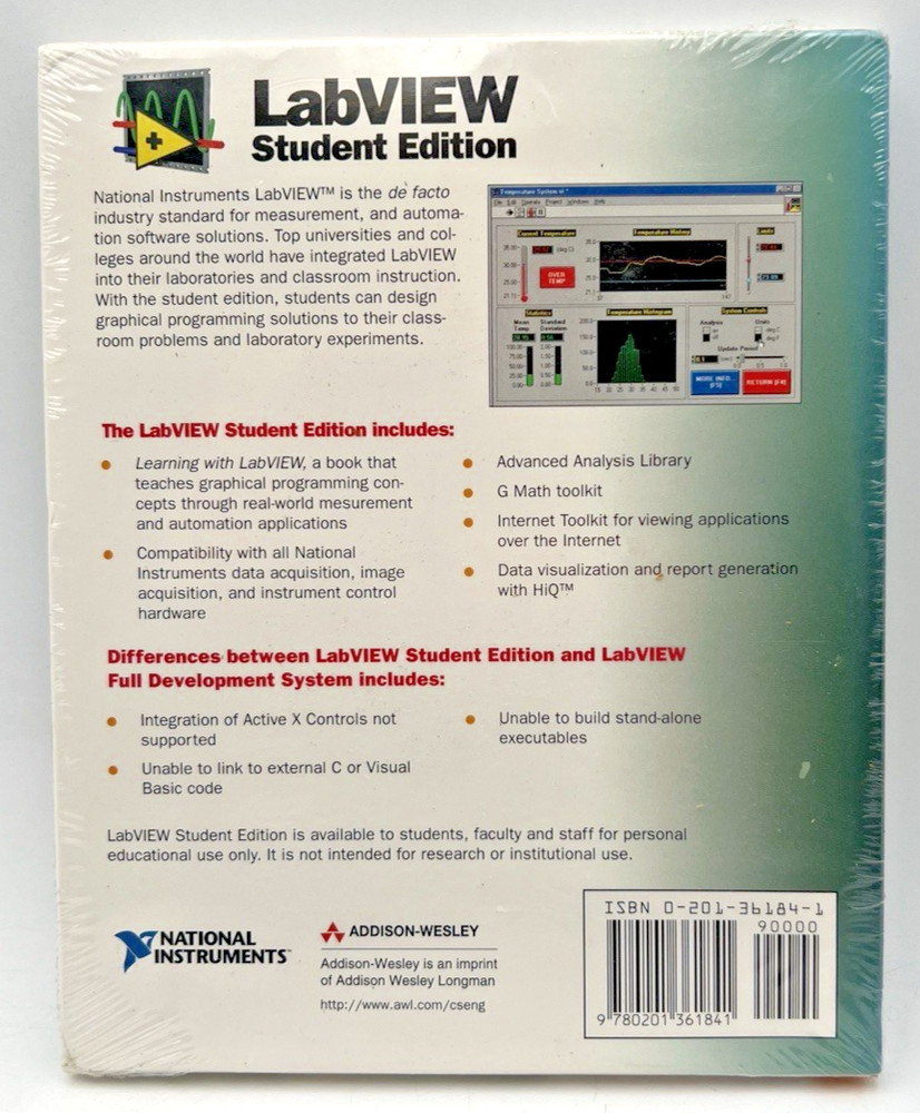 LABVIEW STUDENT EDITION, VERSION 5.0 NATIONAL INSTRUMENTS, SEALED, NEW