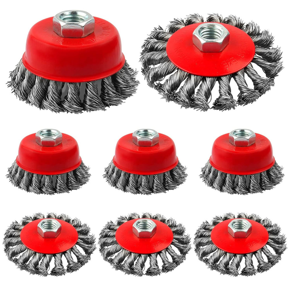 Wire Wheel Cup Brush for Grinders, 8 Pack Wire Wheels for 4 1/2 Angle Grinder, 3