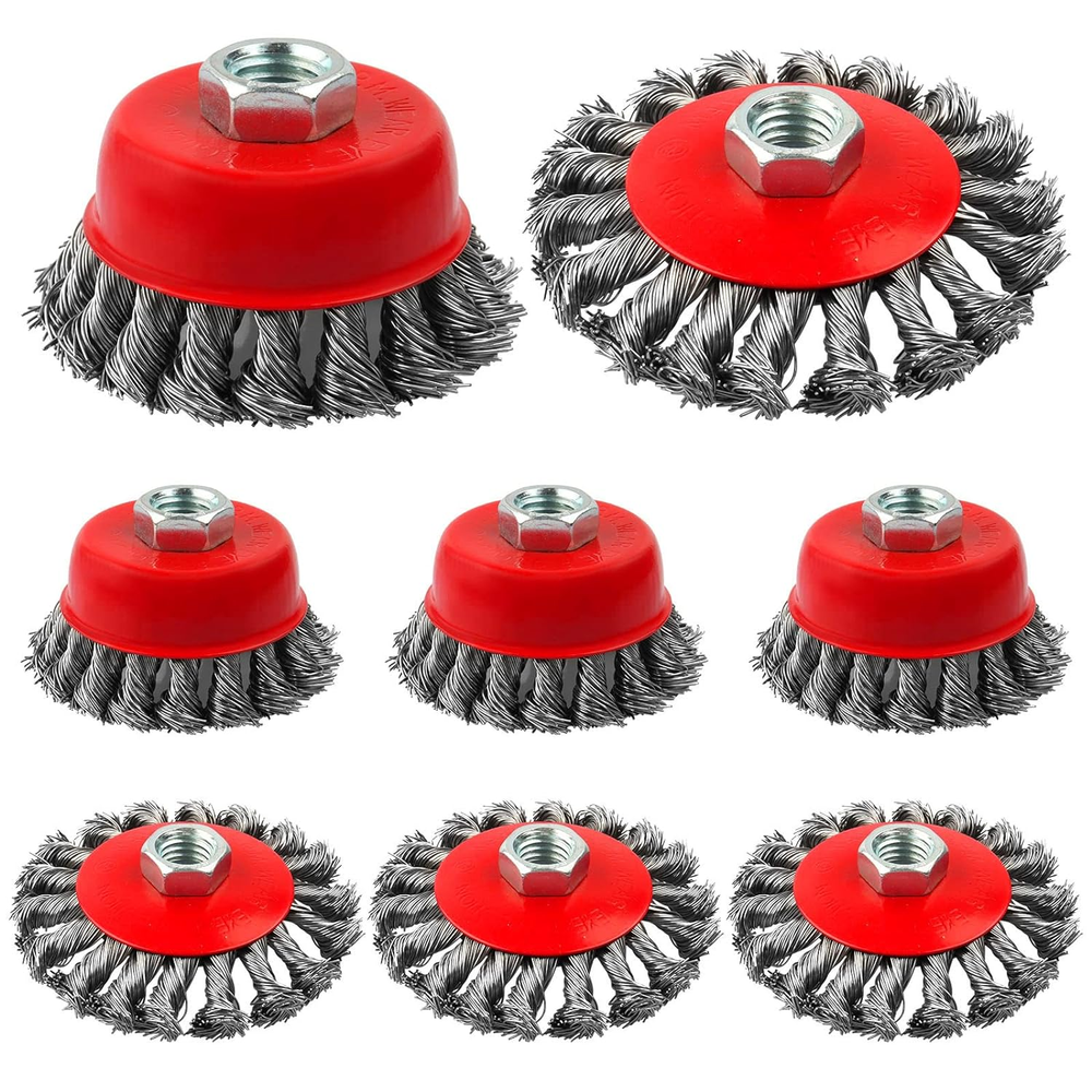 Wire Wheel Cup Brush for Grinders, 8 Pack Wire Wheels for 4 1/2 Angle Grinder, 3