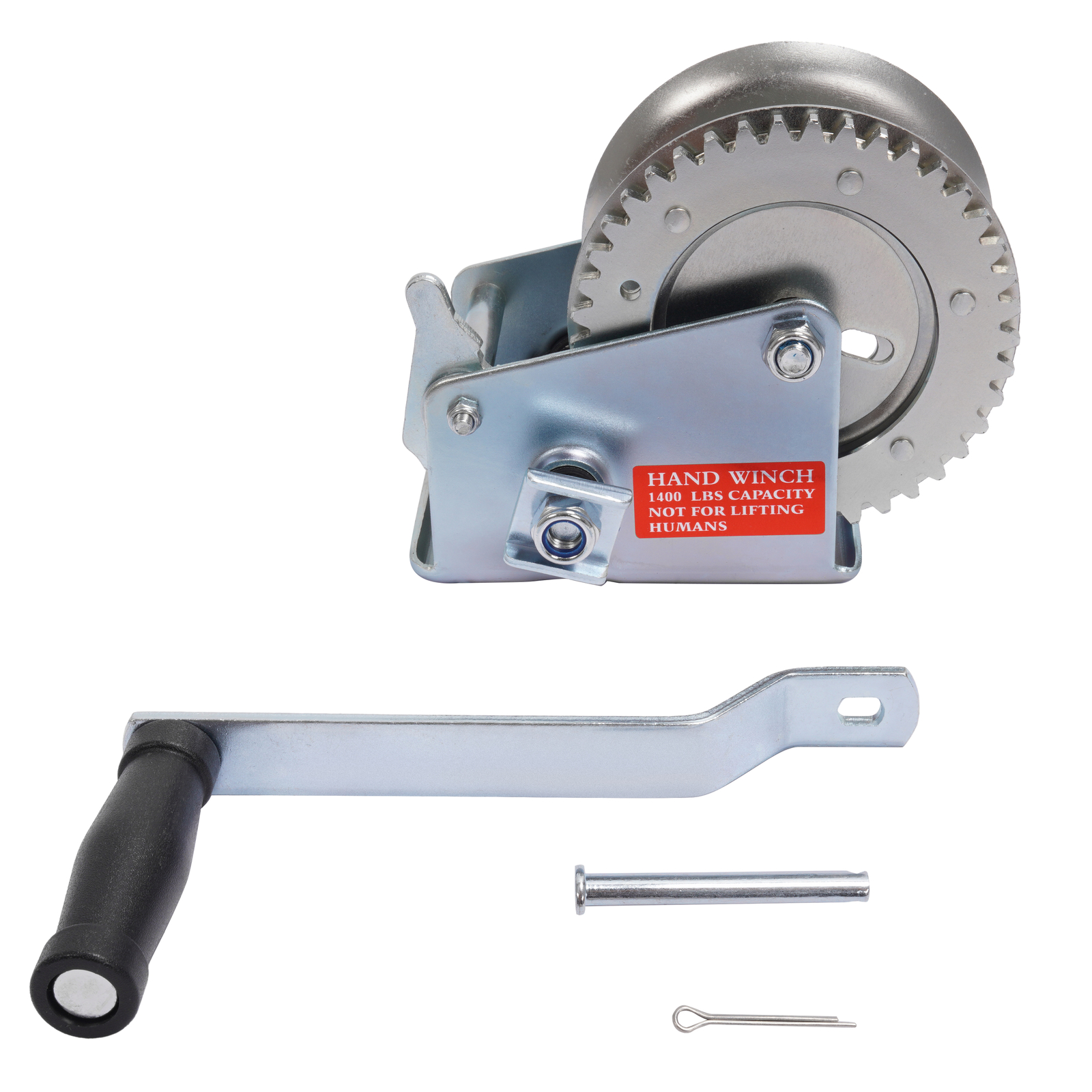 Steel Hand-Crank Marine Winch w/ Ratchet for Boat Trailer 1400LBS Universal ATV