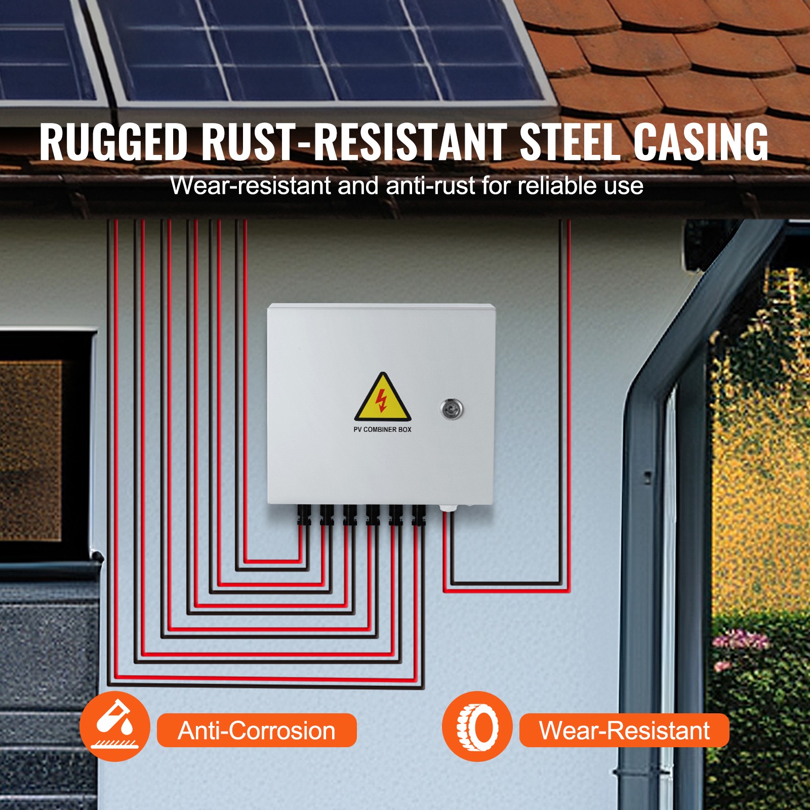 Solar PV Combiner Box 6 String 15A for Solar Panel System Steel Case IP65