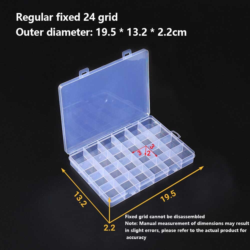 2Pcs 24 Grid Plastic Compartments For Jewelry Bead Organizer Storage Box Case US