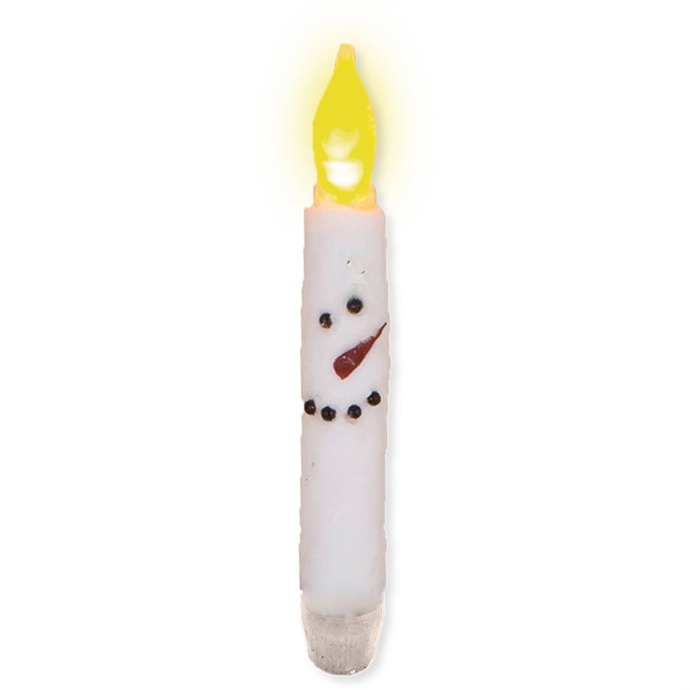 Snowman Head Bumpy White LED Battery Powered Taper Candle