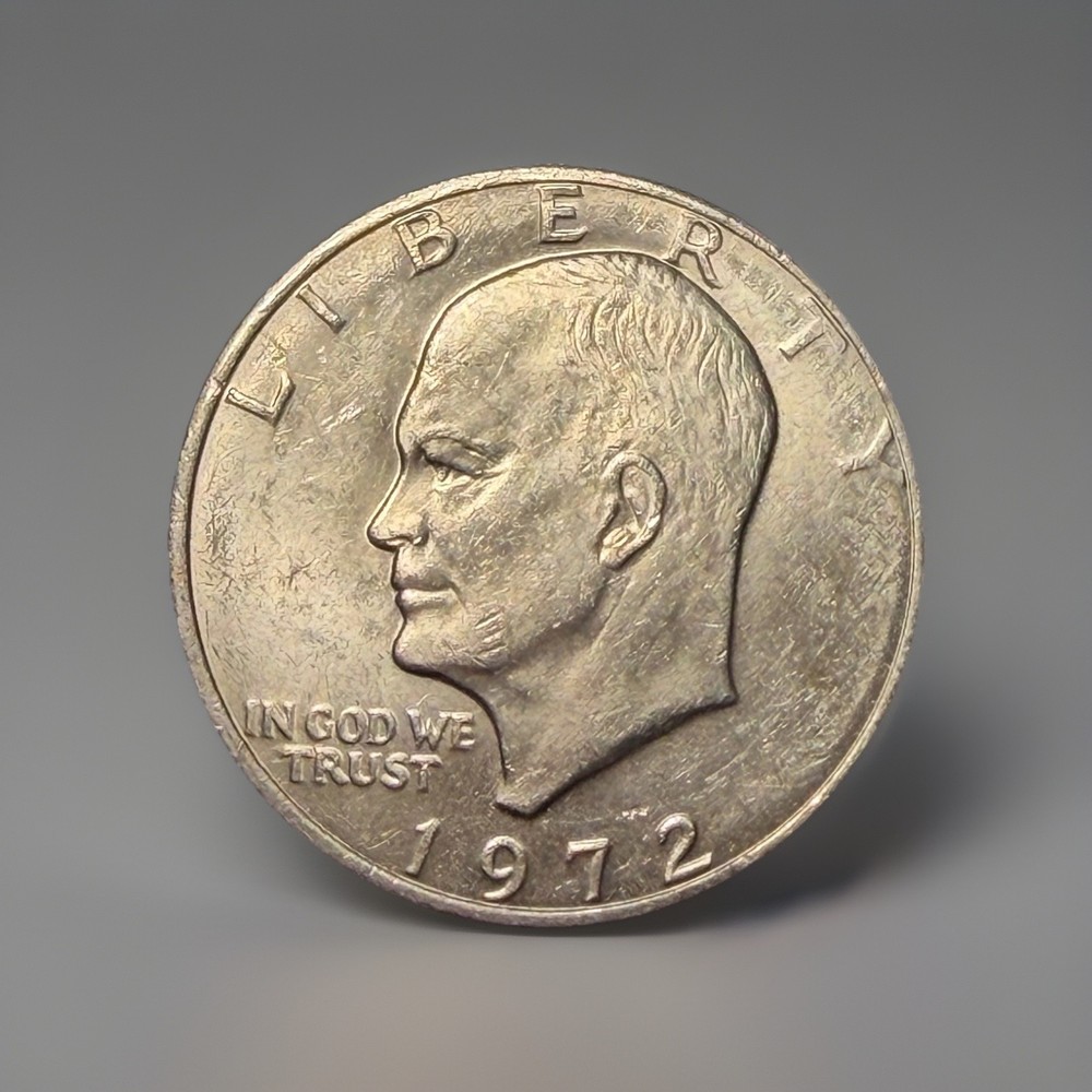 1972-P Eisenhower Ike Dollar - Struck Thru Grease Error