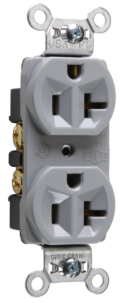 Legrand CRB5362GRYCC12 20 Amp Construction Specification Grade Duplex Receptacl