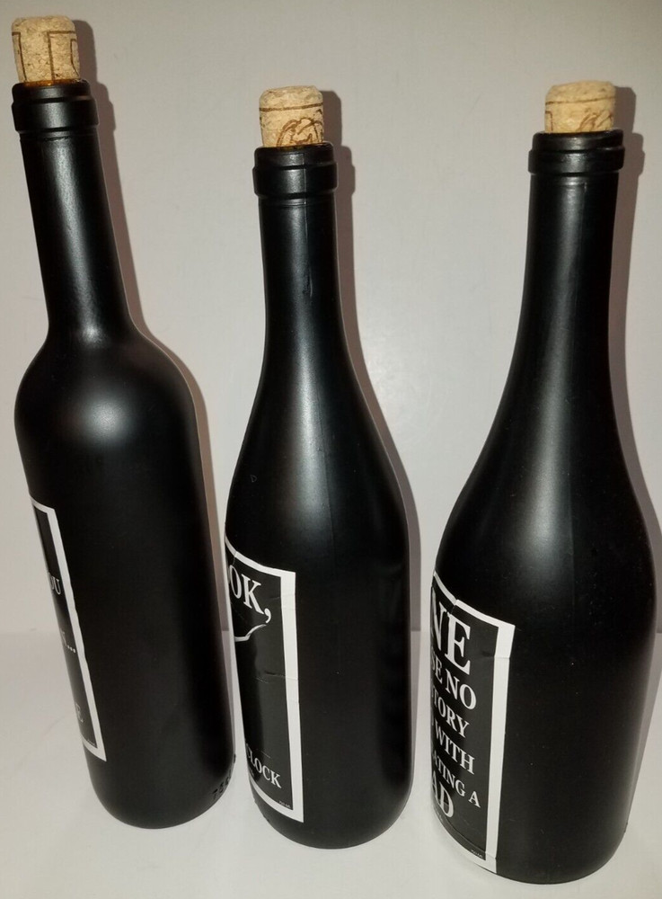 Three Decorative Wine Bottles Empty Funny Kitchen Decor / House Warming Gift