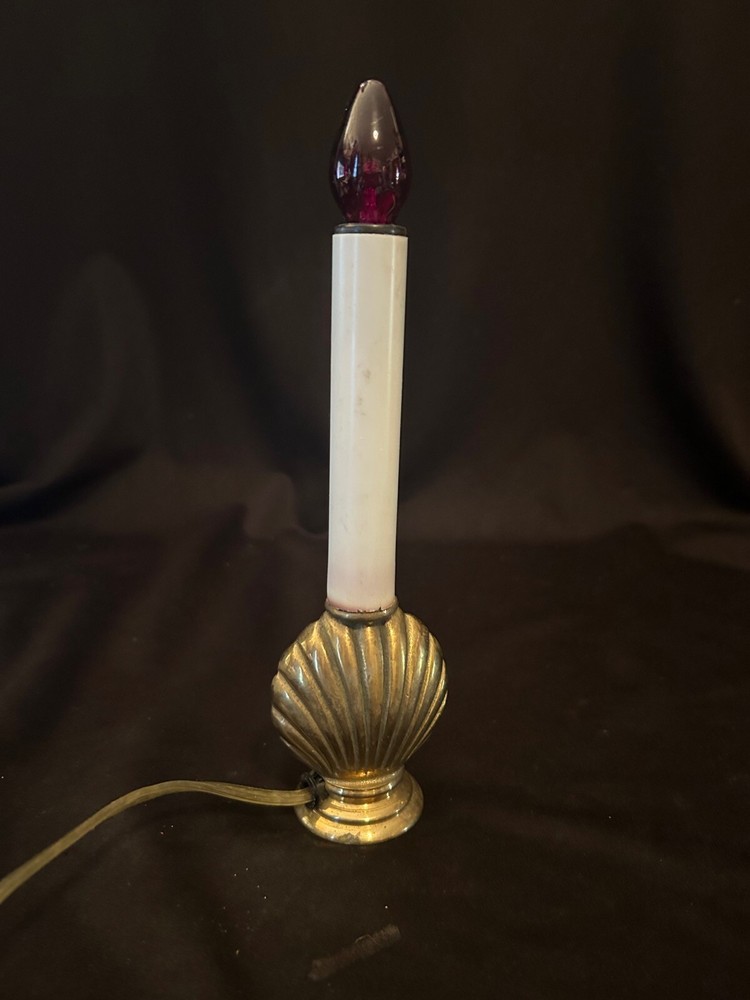 Vintage Brass Seashell Clam Shell Accent Nightlight Figure Works