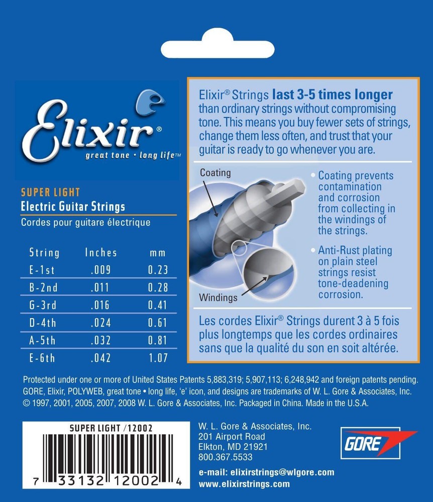 Elixir Super Light Electric Strings (9-42) (Nanoweb)