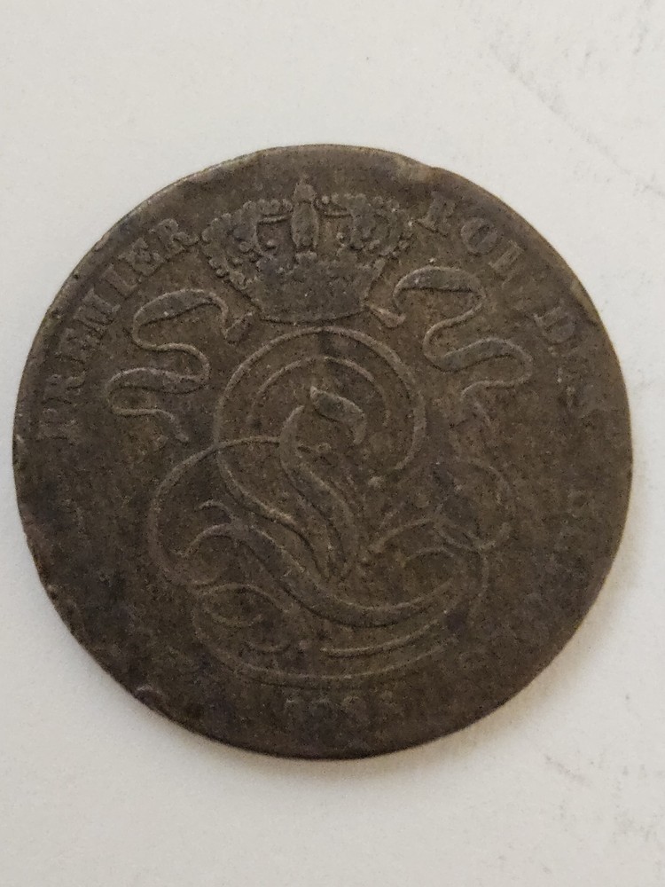 1834 Belgium 5 Centimes Round Coin