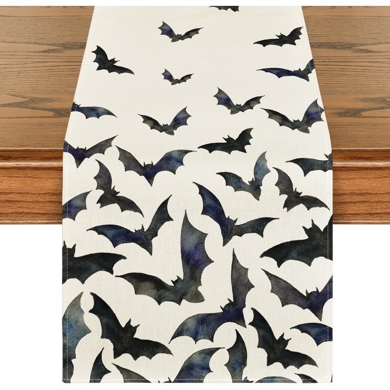 Durable Polyester Table Runner Soft Vibrant Cartoon Print Ideal Dining Events US