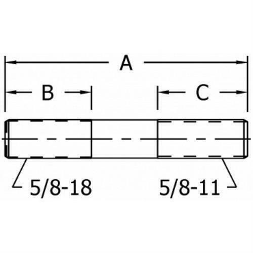 Con Met 103430 Wheel Stud Axle 5/8"-18UNF 5/8"-11UNC x 3.93" for Volvo 85102718