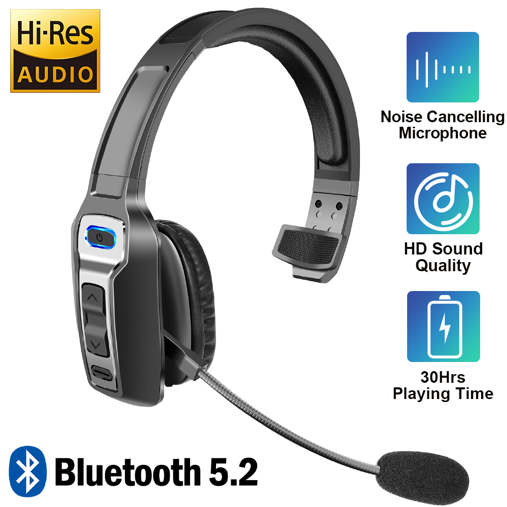 Wireless Trucker Bluetooth Headset With Noise Cancelling Mic For Phones PC